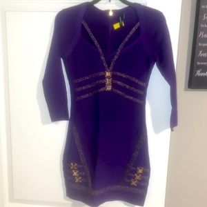 Purple body icon bandage dress by guess x Marciano. Size xs
